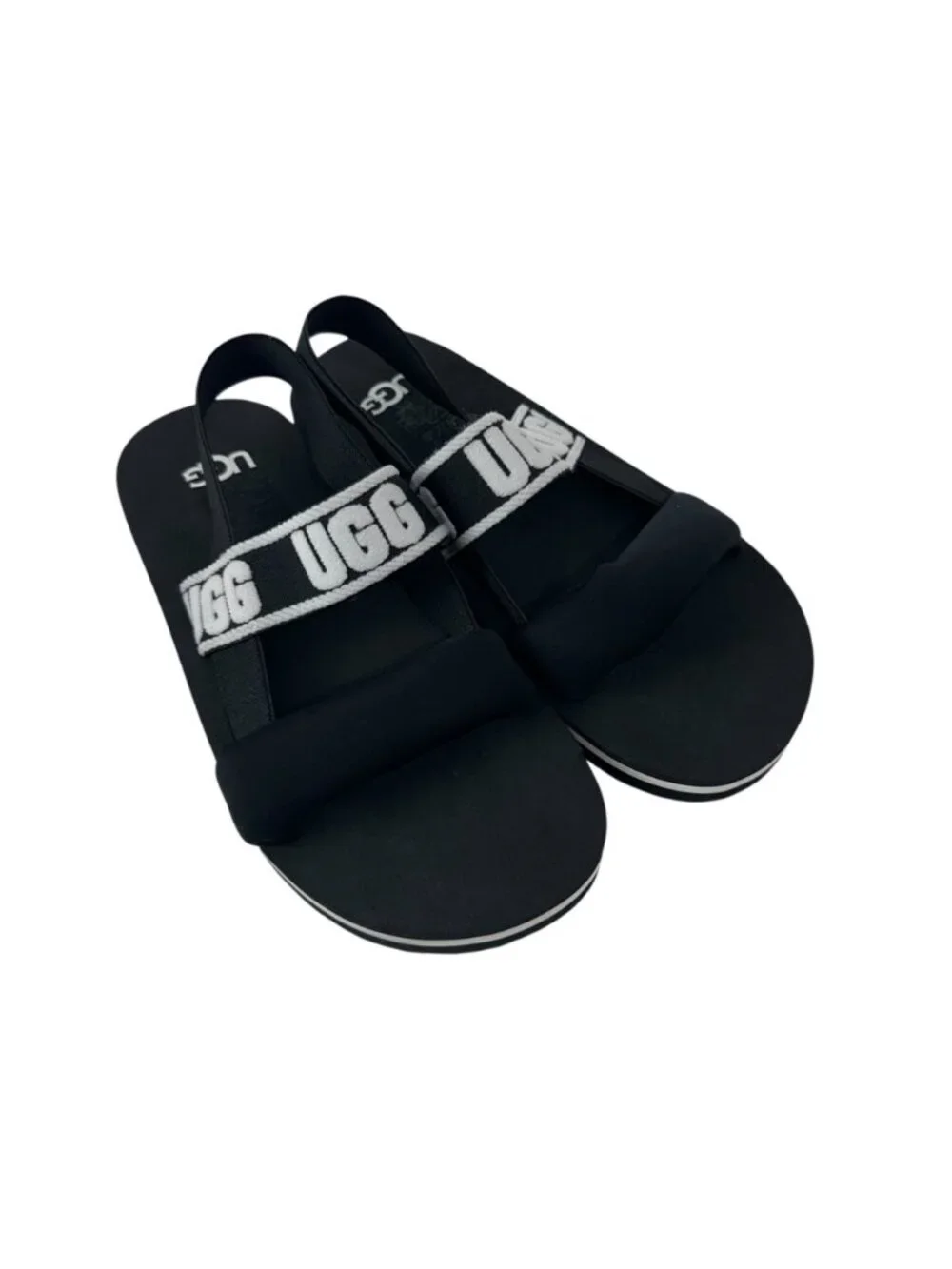 UGG Girls Zuma Sling Sport Sandals Black/White SZ 3 Lightweight Elastic Straps